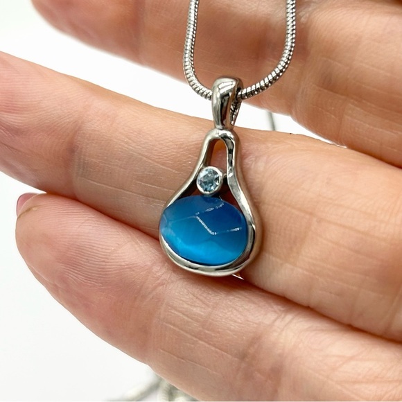 Lia Sophia Blue Jeweled Pendant Necklace - Picture 3 of 3